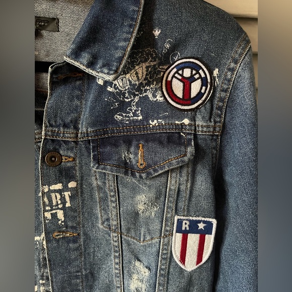 Zara Patch Jean Jacket Small - Picture 4 of 5
